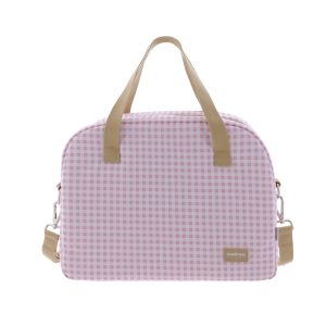 Ensemble Sac + Trousse+ Couverture A Langer VICHY PROME ROSE