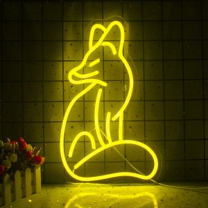 Veilleuse renard néon, décoration à fixer au mur